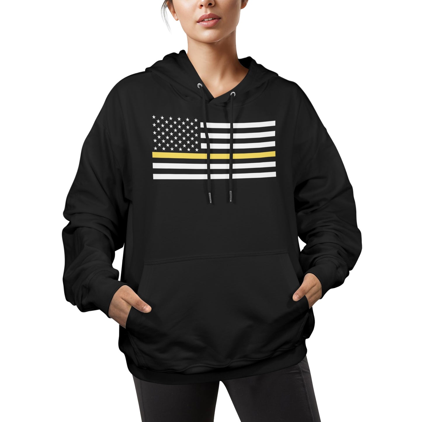 Thin Gold Line Flag Women's Hoodie Made in the USA