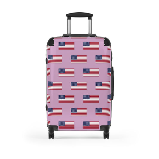 USA/American Flag Inspired Pattern Suitcase on Pink