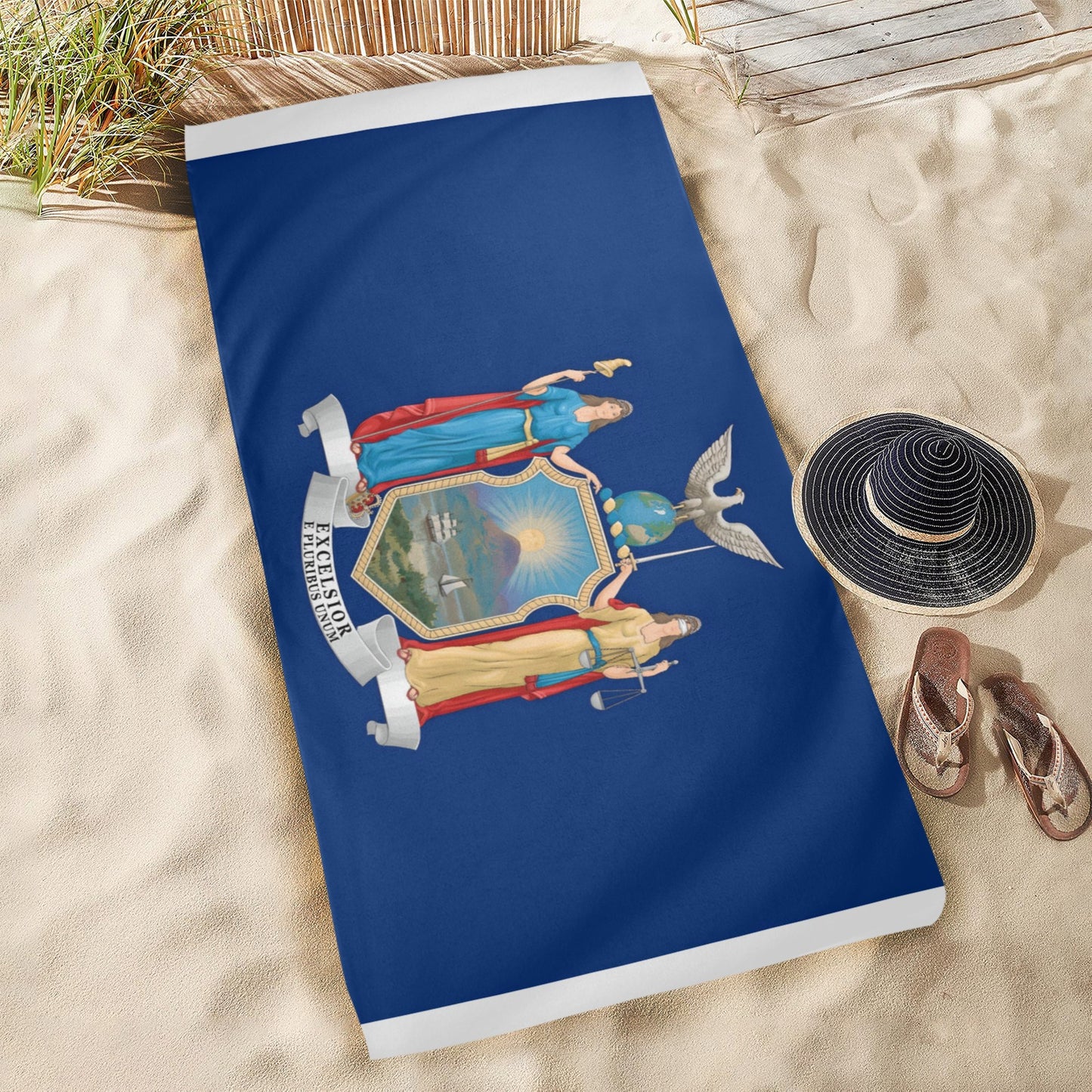 New York Flag Beach Towel 31"x71" (Made in USA)
