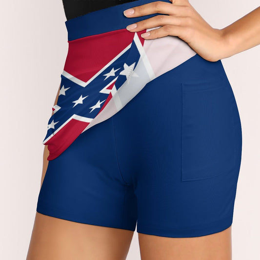 Confederate Battle Flag Inspired Women’s Skort with Pocket