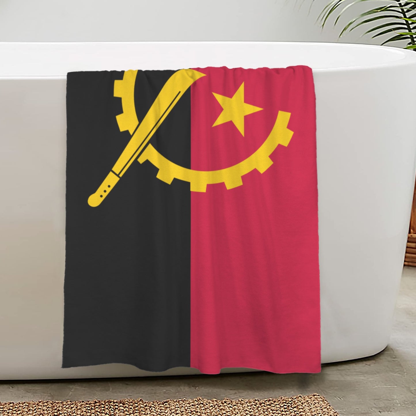 Angola Flag Inspired Custom Bath Towel 29"x58"(Made in USA)