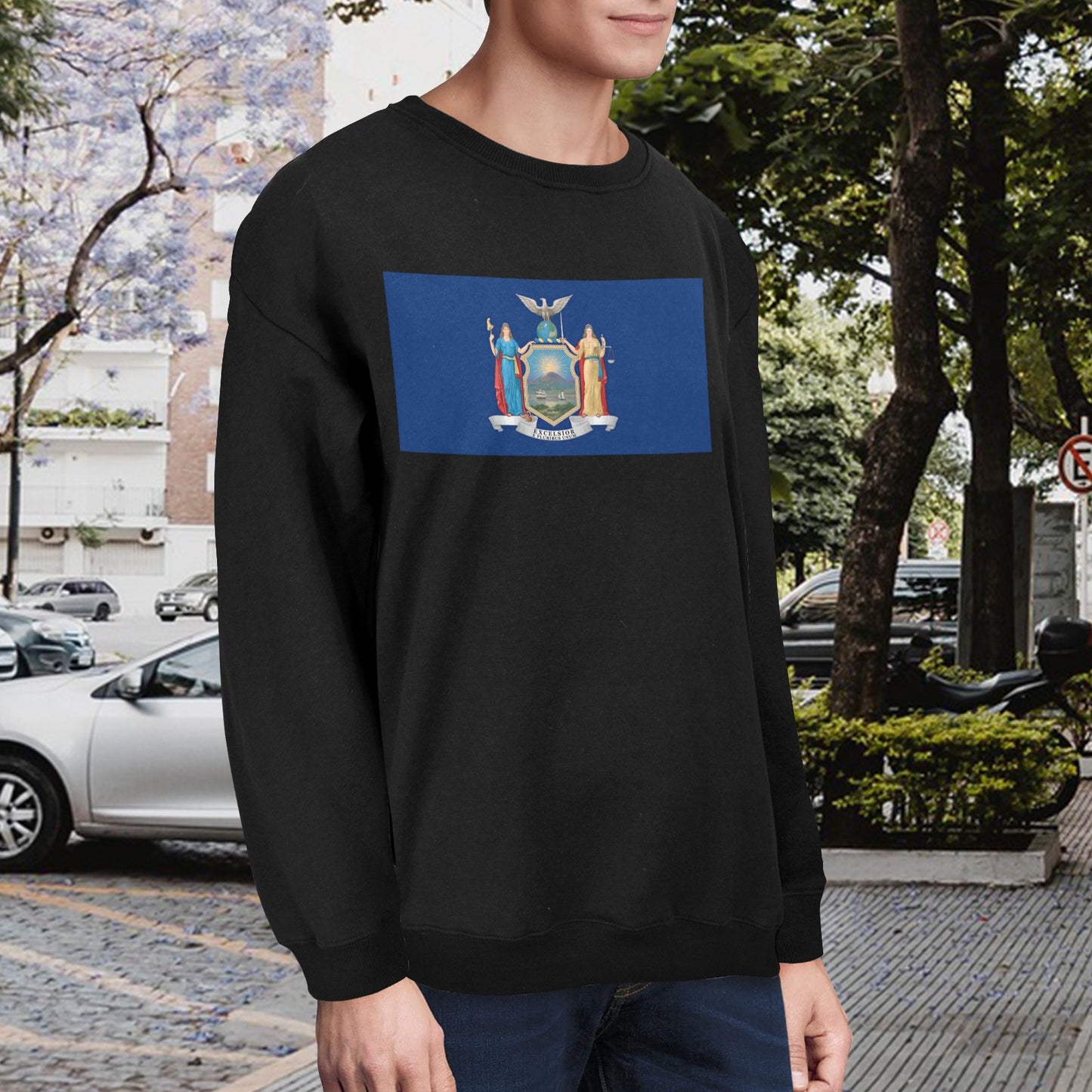 New York Flag Unisex Fleece Sweatshirt (Made in the USA)