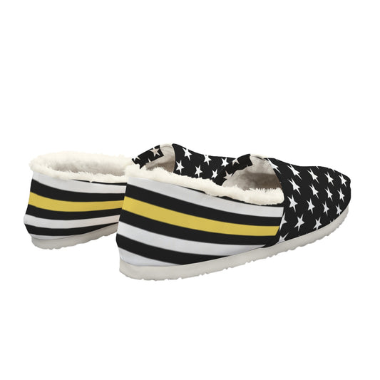 Thin Gold Line Flag Inspired Women's Fleece-Lined Canvas Slip-On