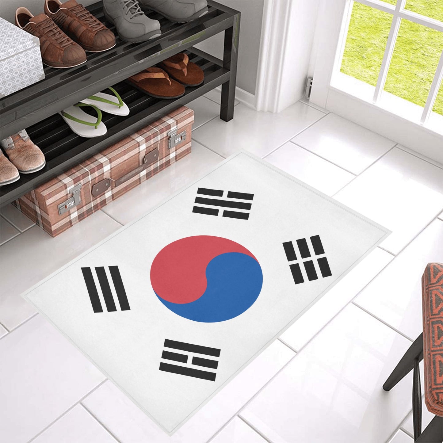 South Korea Flag Inspired Doormat 30" x 18" (Sponge Material)