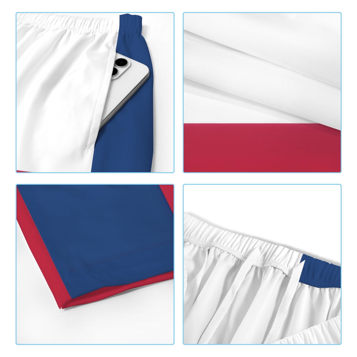 Texas Flag Inspired Men’s Draw String Pocket Beach Shorts Printed in the USA