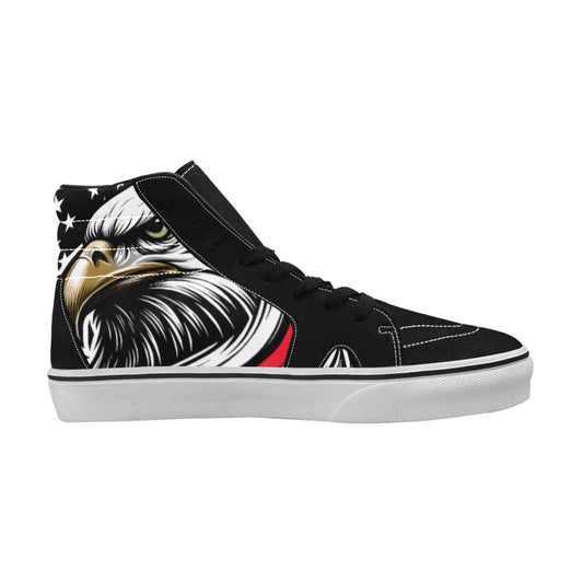 Thin Red Line Flag Inspired Eagle Women's High Top Canvas Shoes