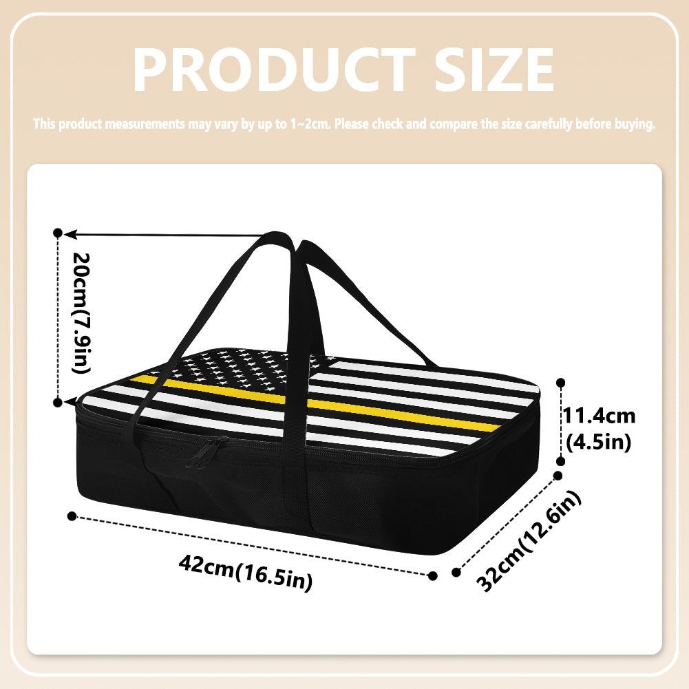 Thin Gold Linel Flag Inspired Insulated Casserole Carrier – Durable Hot & Cold Food Bag
