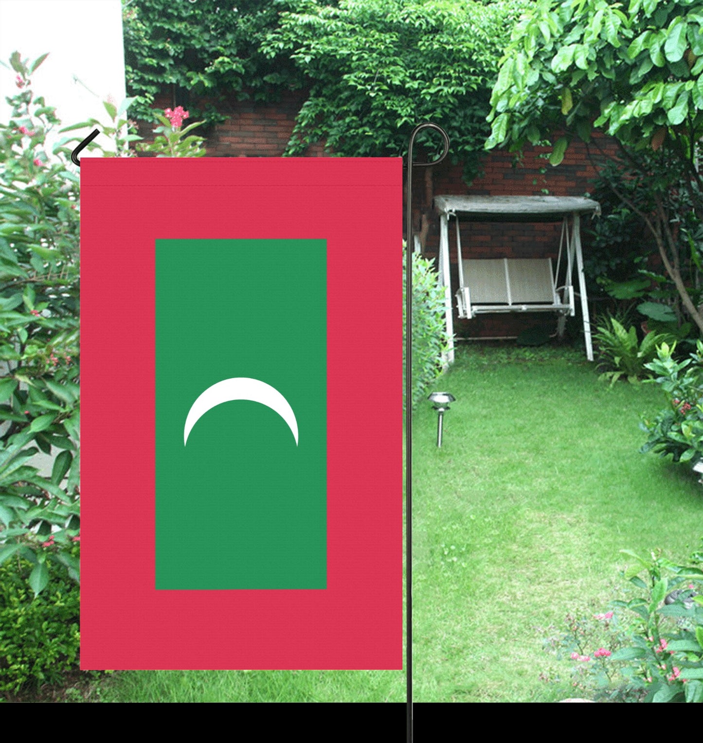Garden displaying Luv My Flag with crescent design.