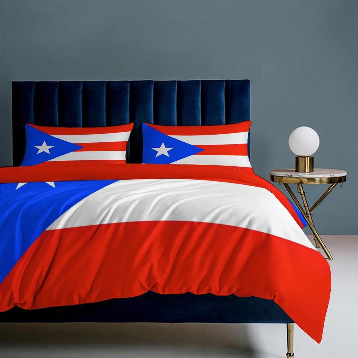 Puerto Rico Flag Inspired 3-Piece Bedding Set (1 Duvet Cover + 2 Pillow Shams) – 102"×90"