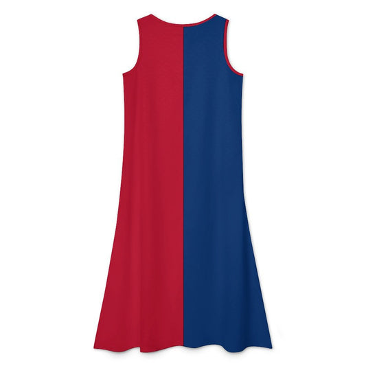 Texas Flag Inspired Sleeveless High-Low Hem Dress