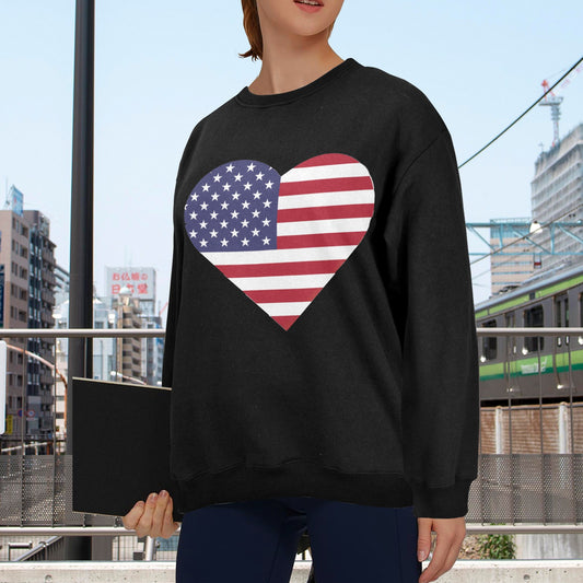 USA/American Flag Inspired Heart Unisex Fleece Sweatshirt (Made in the USA)