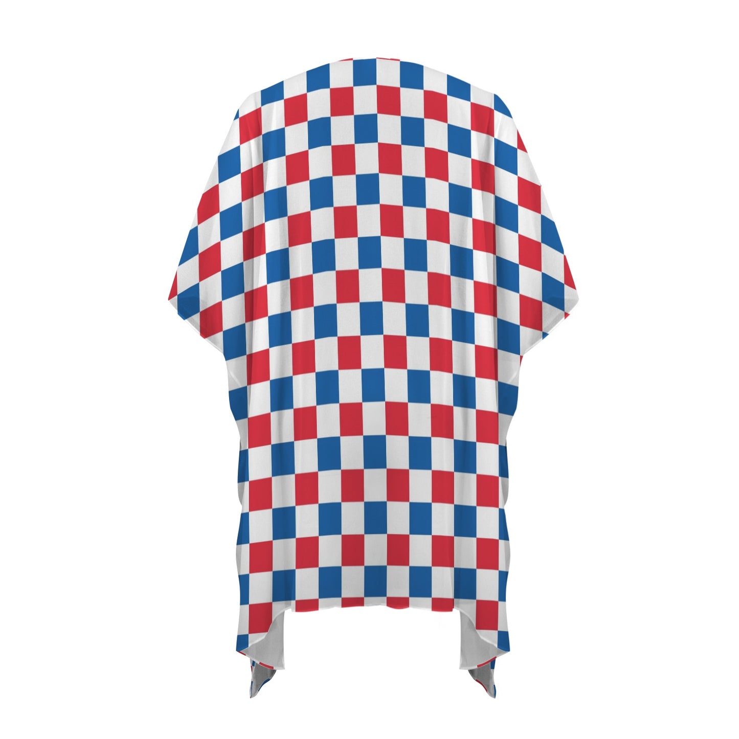USA/American Flag Inspired Checkered Pattern Women's Long Cover Up