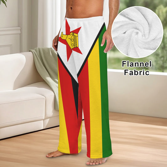 Zimbabwe Flag Inspired Men's Flannel Pajama Trousers Printed in the USA