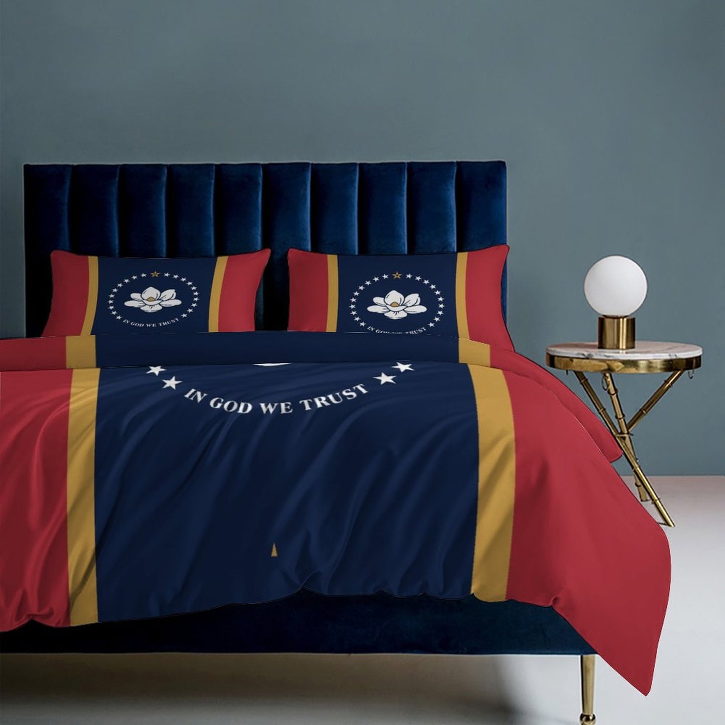 Mississippi Flag Inspired 3-Piece Bedding Set (1 Duvet Cover + 2 Pillow Shams) – 102"×90"