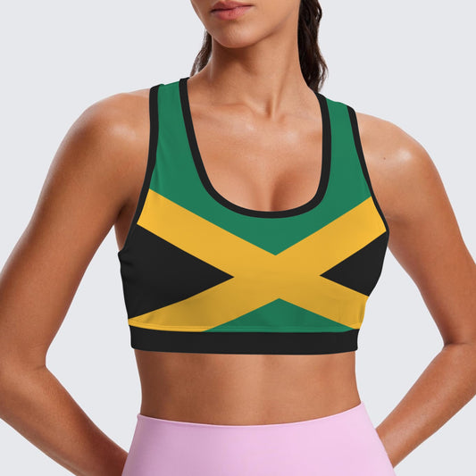 Jamaica Flag Racerback Sports Bra