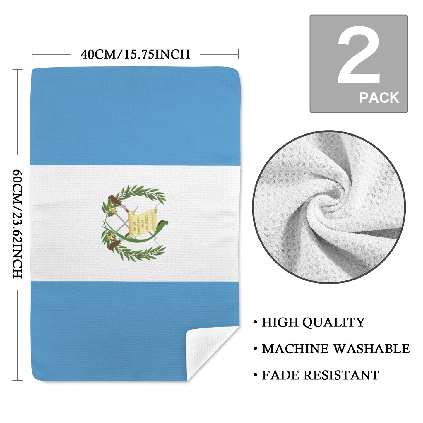Guatamala Flag Inspired Kitchen Towel 40X60cm (Pack of 2) (Made in the USA)
