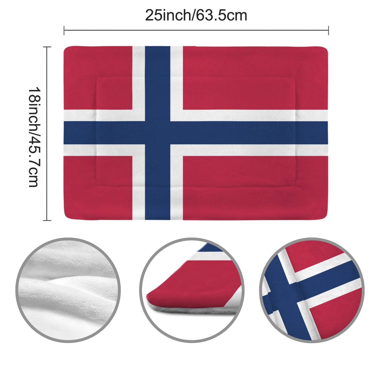 Norway Flag Inspired Pet Mat 25x18inch (Made in the USA)