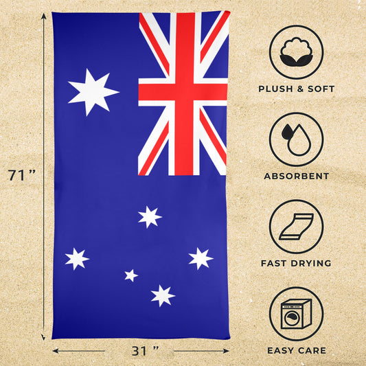 Australia Flag Beach Towel 31"x71" (Made in USA)