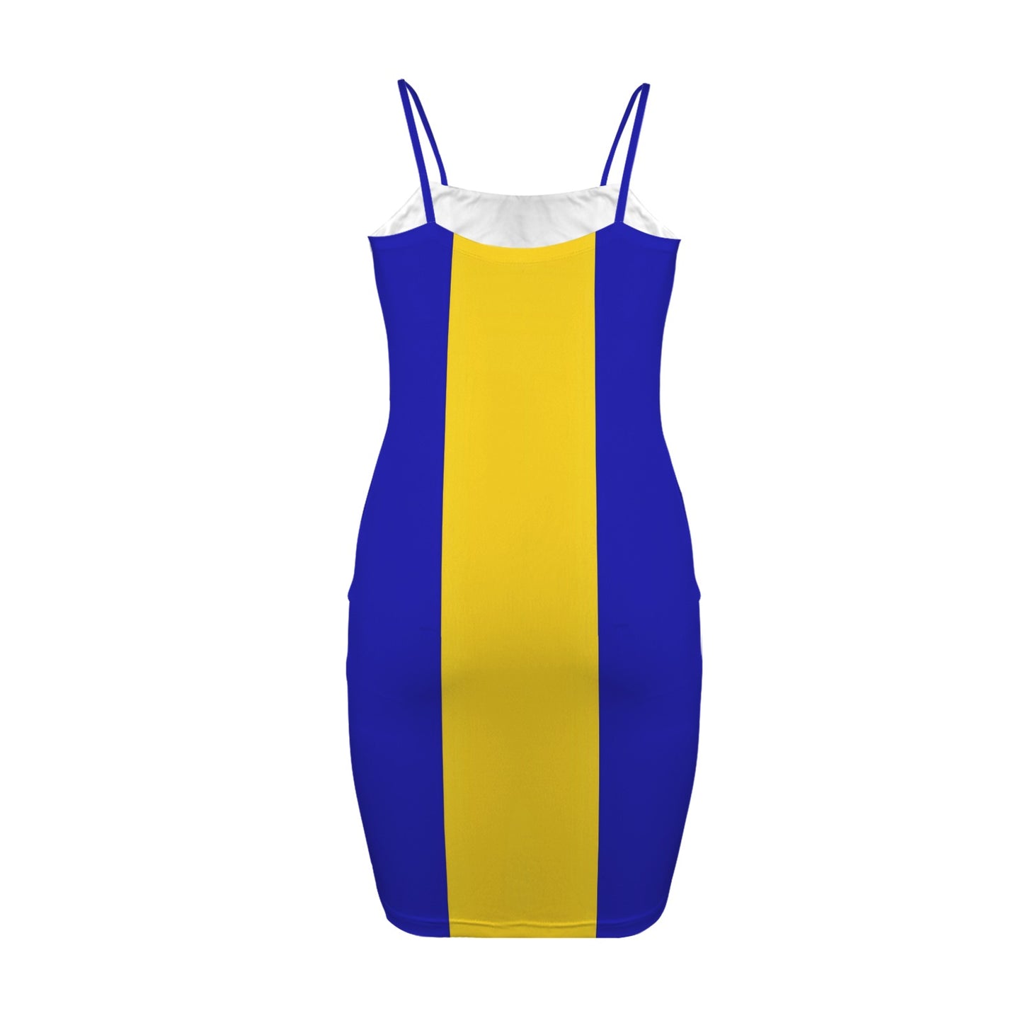 Barbados Flag Inspired Backless Spaghetti Strap Bodycon Dress