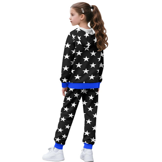 Thin Blue Line Flag Inspired Unisex Kid's Zippered Sportswear Suit