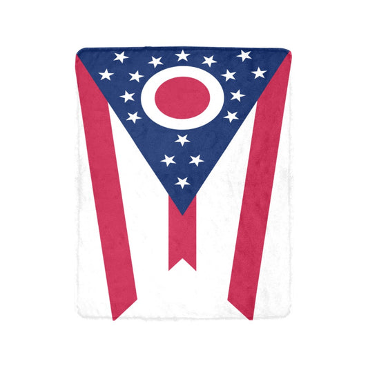 Luv My Flag Ohio-themed blanket with stars and stripes.
