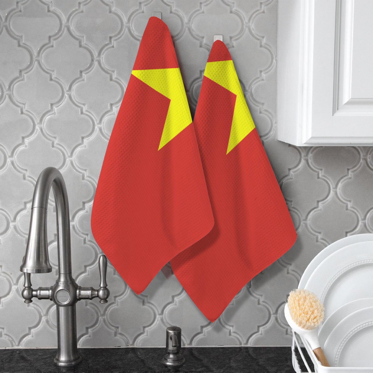Vietnam Flag Inspired Kitchen Towel 40X60cm (Pack of 2) (Made in the USA)
