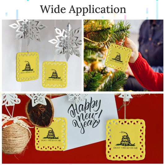 Gadsden Flag Inspired Square Ceramic Ornament Made in the USA