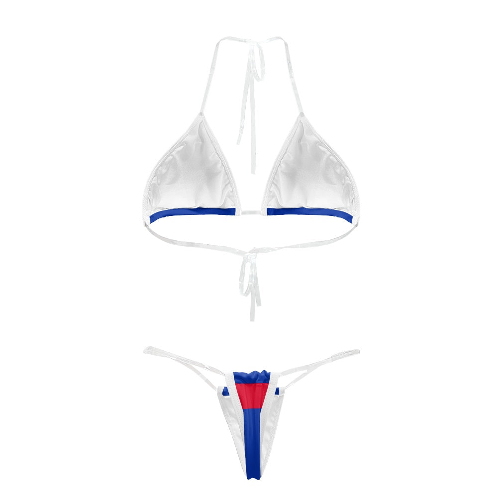 Cambodia Flag Inspired Transparent String Bikini