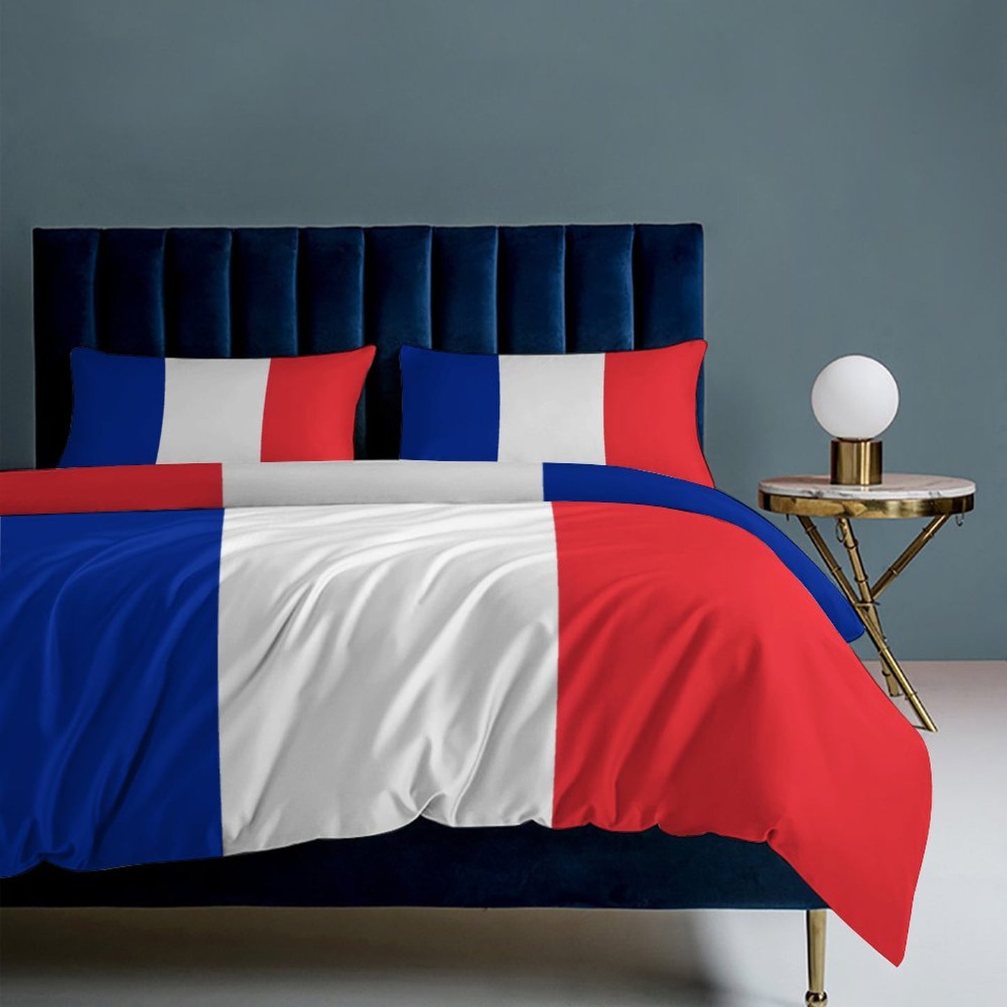 France Flag Inspired 3-Piece Bedding Set (1 Duvet Cover + 2 Pillow Shams) – 102"×90"