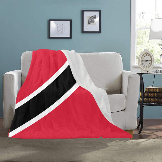 Cozy Luv My Flag blanket on beige couch, stylish room.