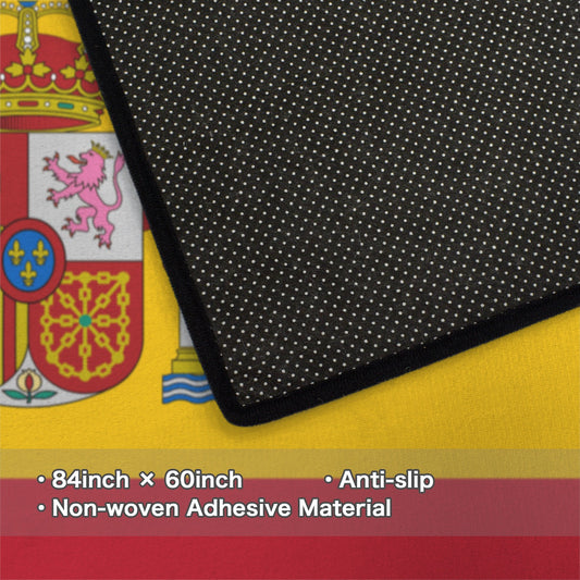 Spain Flag Inspired 84x60 Inch Area Rug with Black Binding (Made in the USA)