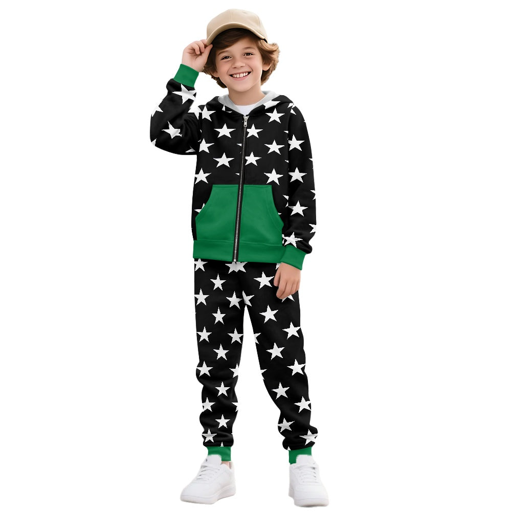 Thin Green Line Flag Inspired Unisex Kid's Zippered Sportswear Suit