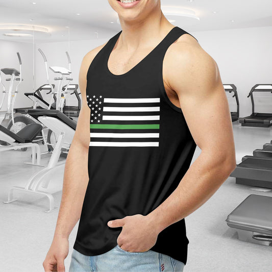 Thin Green Line Flag Men's Tank Top (Front Printing) | Ships from USA
