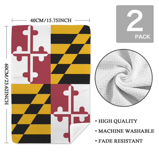 Maryland Flag Inspired Kitchen Towel 40X60cm (Pack of 2) (Made in the USA)