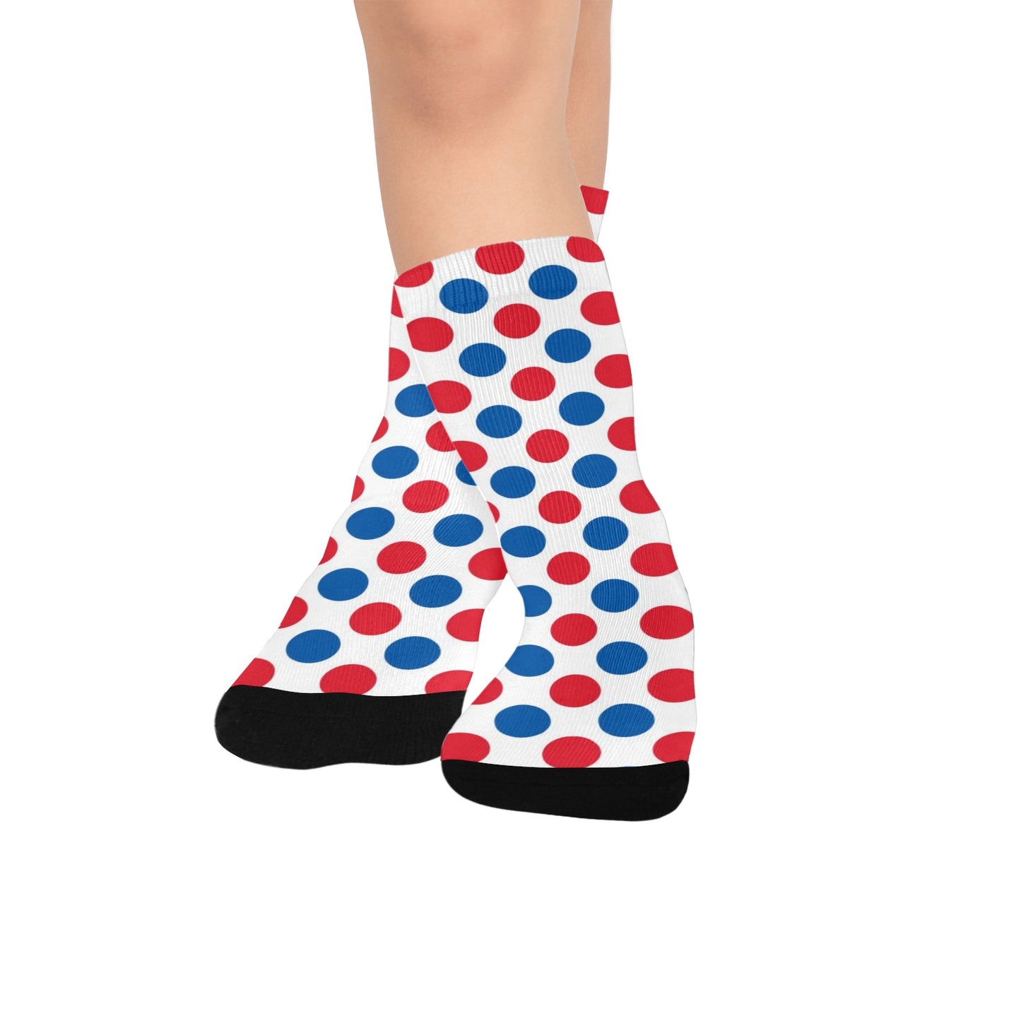 USA/American Flag Inspired Polka Dot Pattern Kid's Custom Socks (Made in the USA)