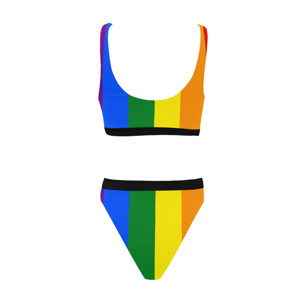 Rainbow Flag Inspired Custom Women‘s High Waist Bikini Set