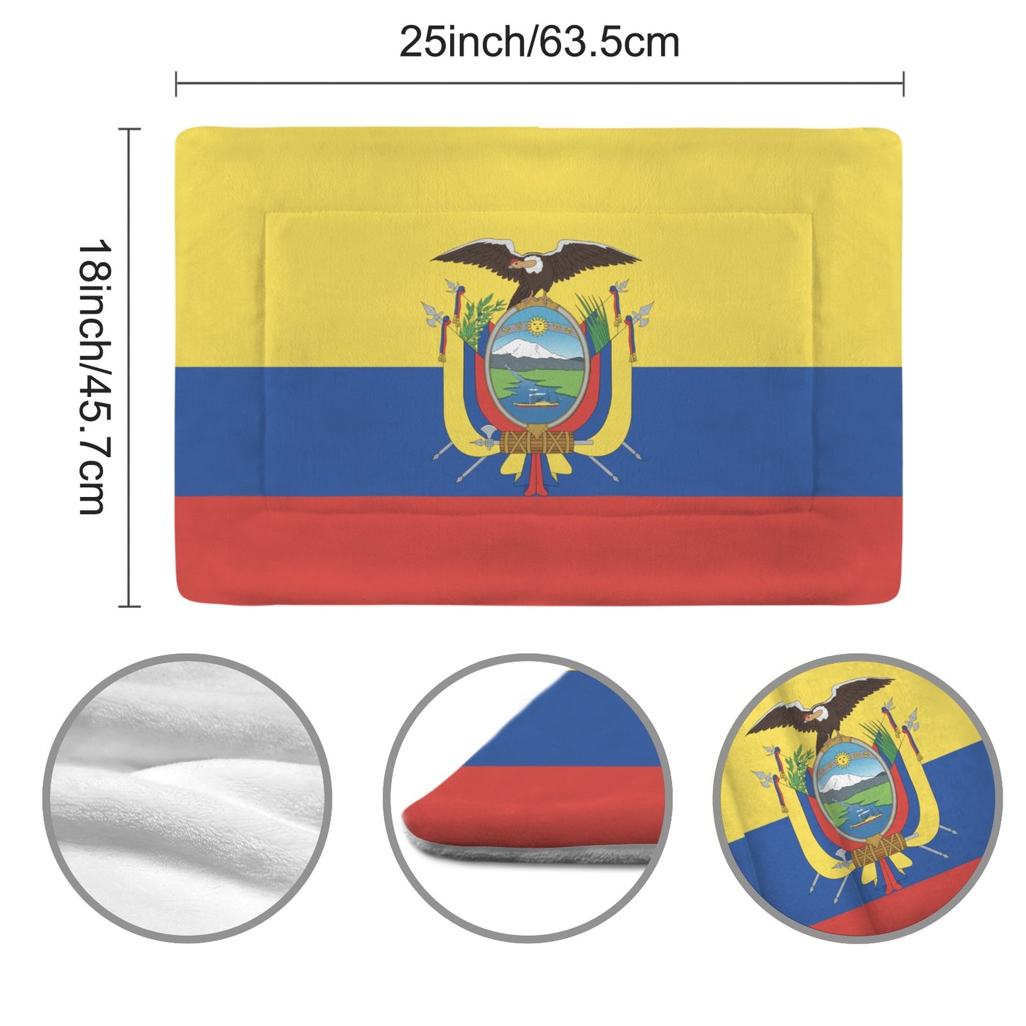 Ecuador Flag Inspired Pet Mat 25x18inch (Made in the USA)