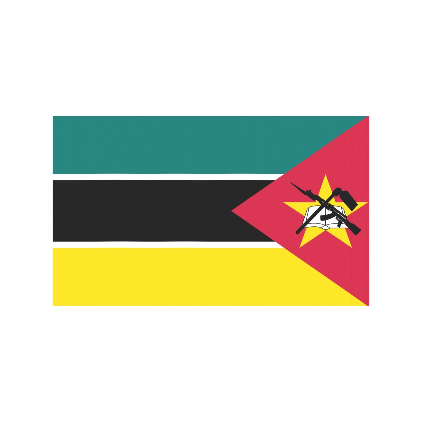 Luv My Flag: Mozambique flag with colorful stripes, emblem.