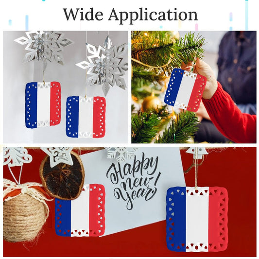 France Flag Inspired Square Ceramic Ornament Made in the USA