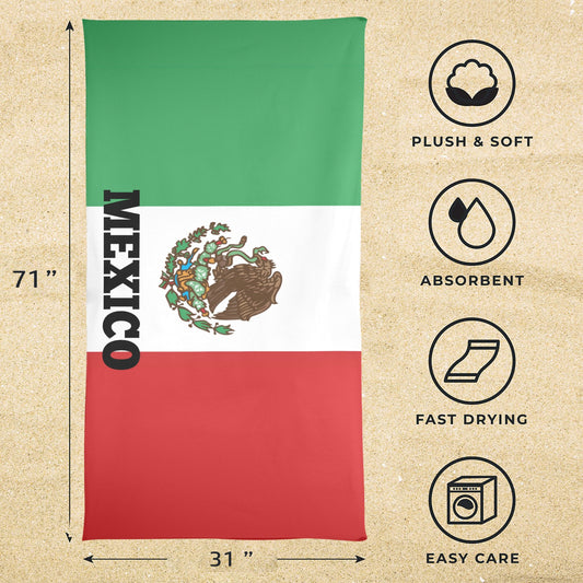 Mexico Flag Beach Towel 31"x71" (Made in USA)