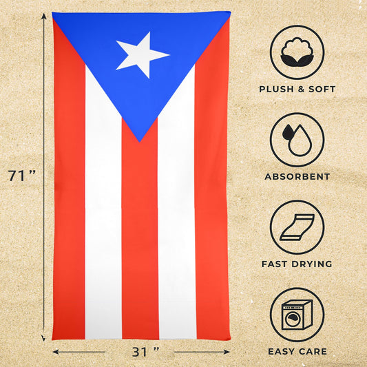 Puerto Rico Flag Beach Towel 31"x71" (Made in USA)