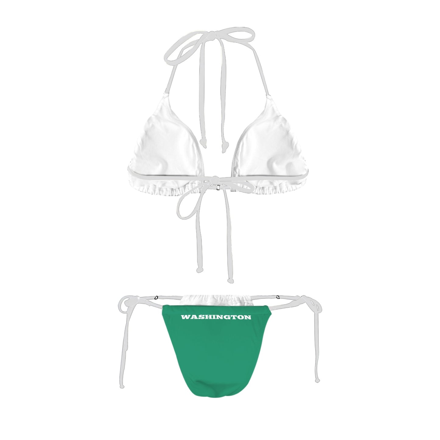 White and green bikini from Luv My Flag brand.