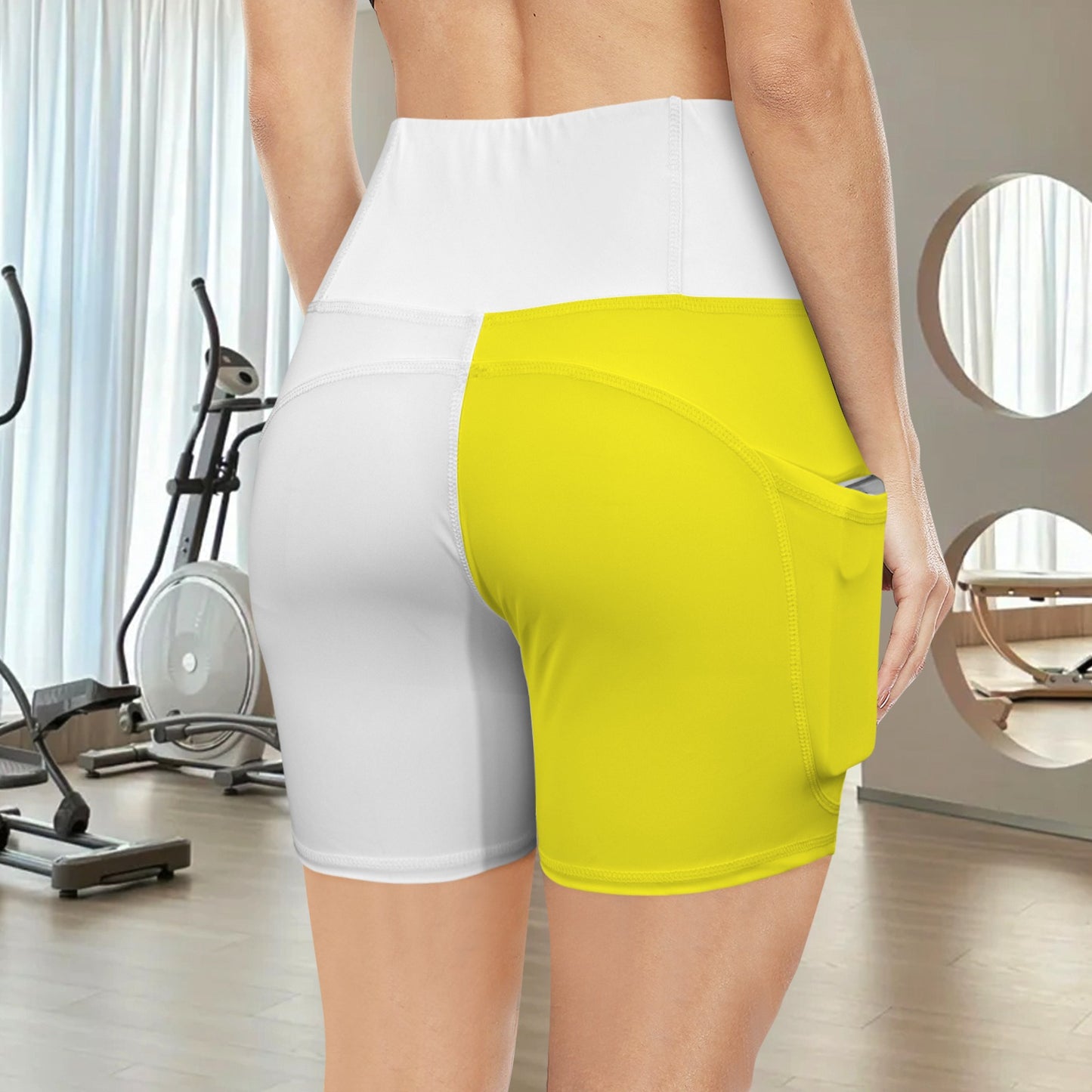 Vatican City Flag Inspired Pocket Yoga Active Shorts