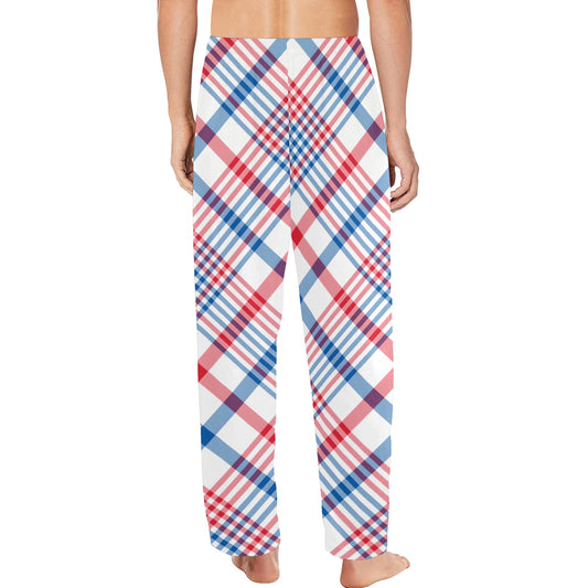 USA/American Flag Inspired Plaid Pattern Men’s Pajama Trousers with Pockets (Made in the USA)