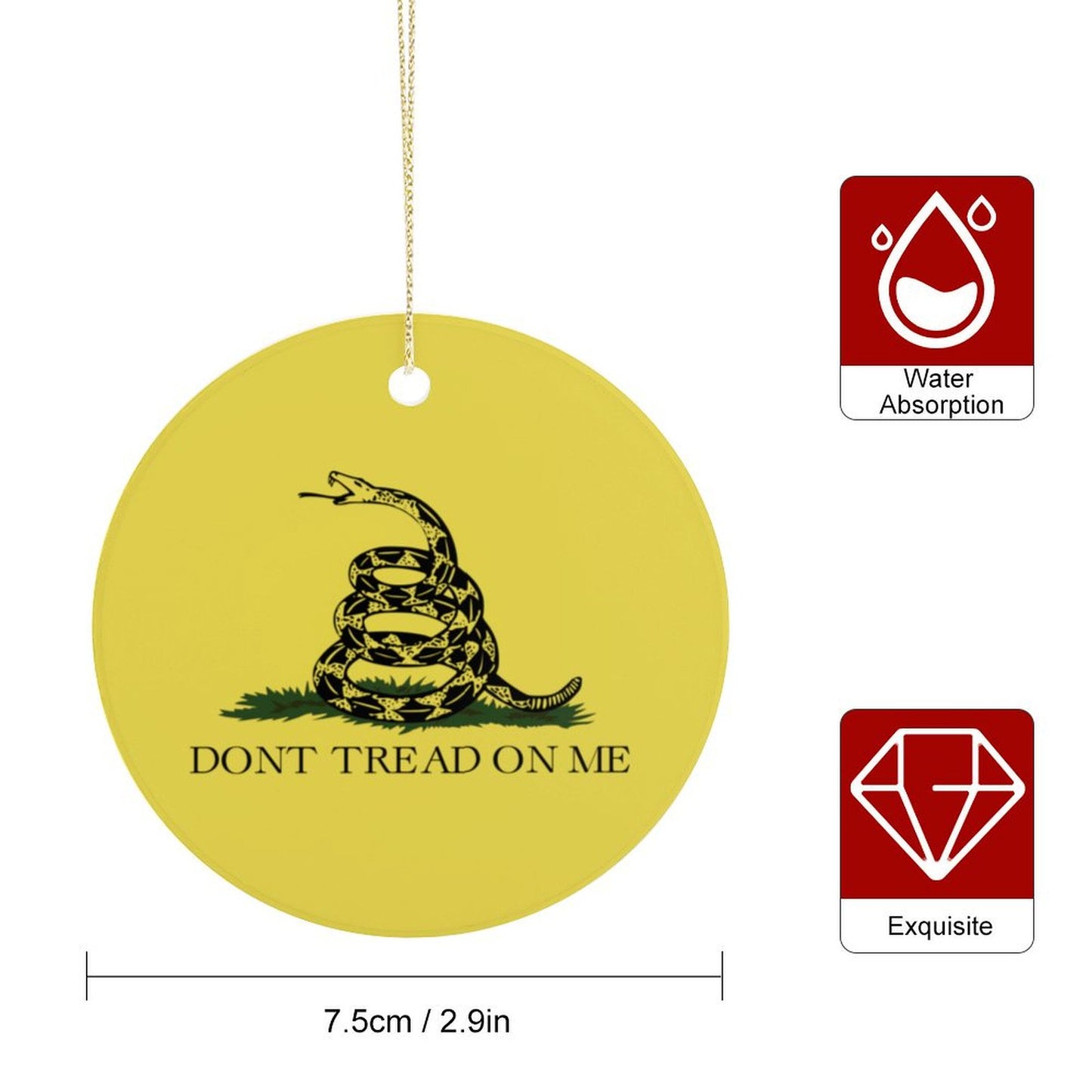 Gadsden Flag Inspired Circle Ceramic Ornament Made in USA Circle Ceramic Ornament (Made in USA)