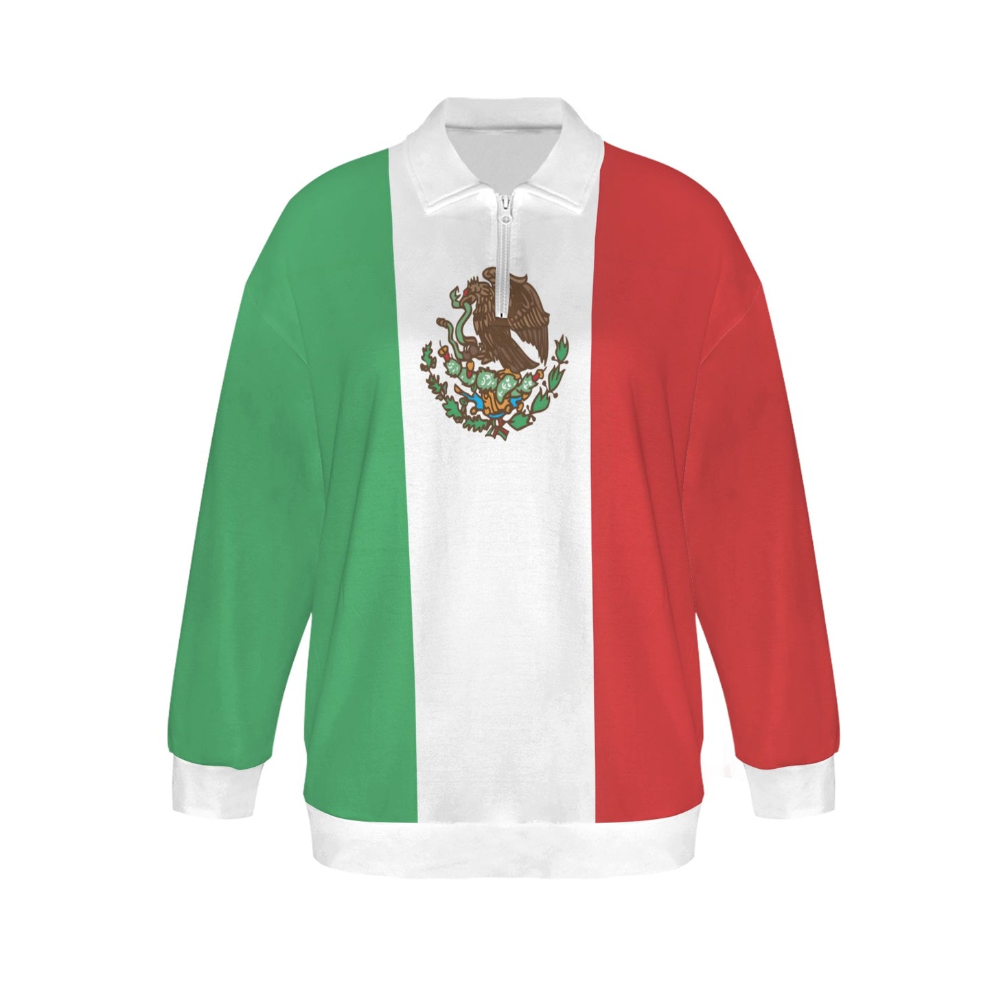 Mexico Flag Women's Quarter Zip Pullover Sweatshirt