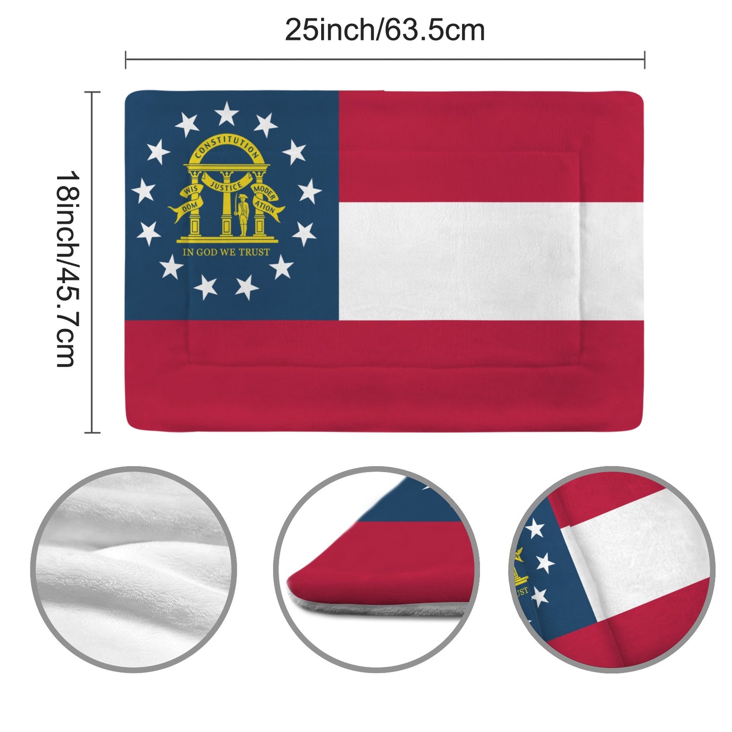 Georgia Flag Inspired Pet Mat 25x18inch (Made in the USA)