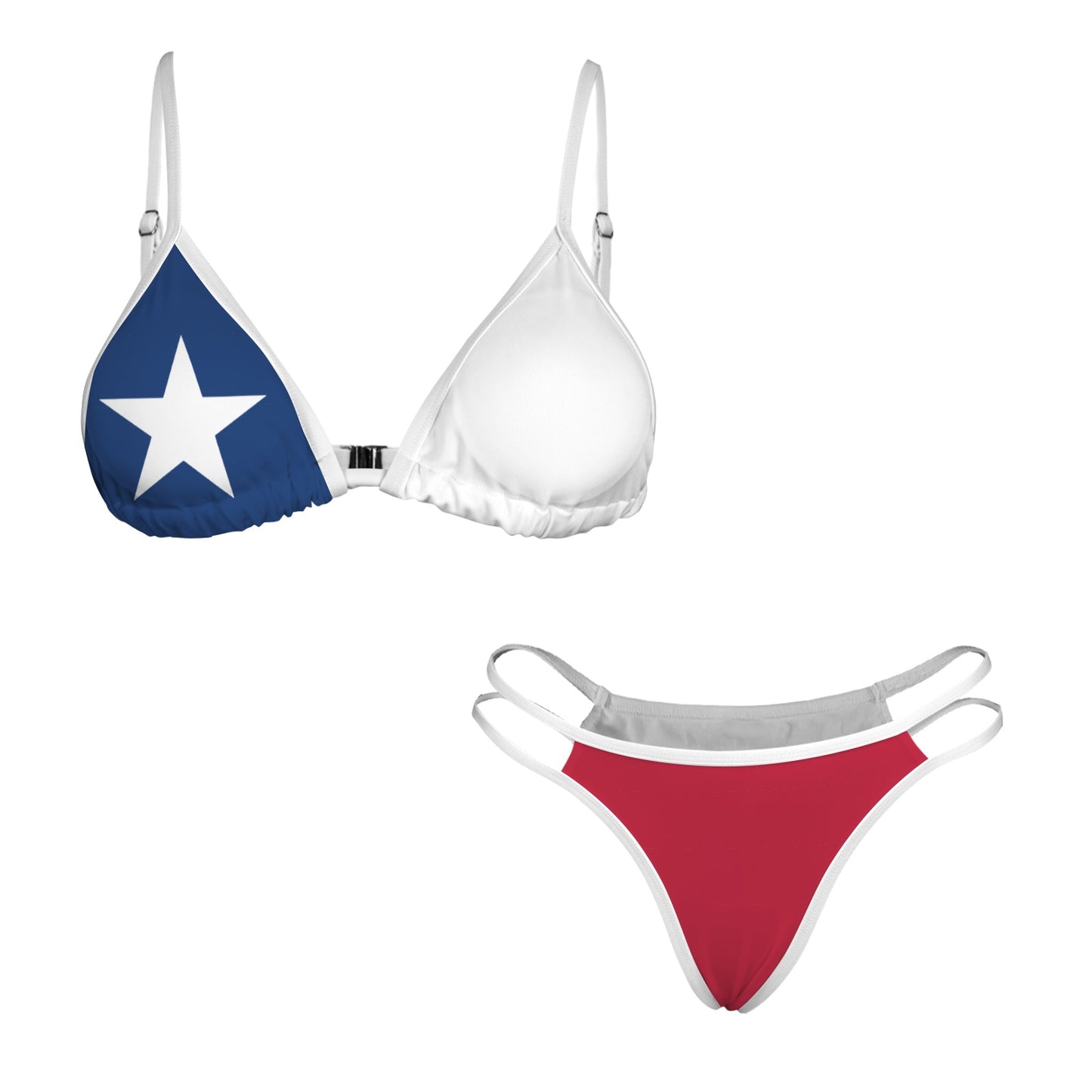 Texas Star Power Bikini – Bold V Neck Two Piece Set with Adjustable Top and High Cut Bottoms - Luv My Flag