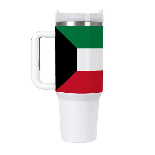 Kuwait Flag travel mug with handle.