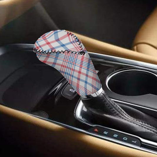 USA/American Flag Inspired Plaid Pattern Gear Lever Cover+Hand Brake Cover
